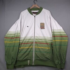 LRG Lifted Research Group Jacket Mens 4XL White Green Rasta Stripes Think Legacy